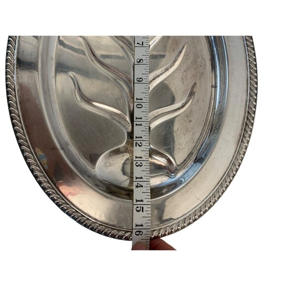 VTG Wm Rogers 810-16 Silver Plated Oval Tree of Life Platter 8922 Serving - Picture 6 of 9